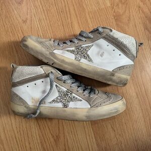 Golden Goose Midstar Sneakers with Glitter Star